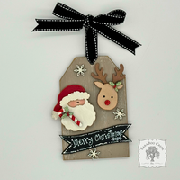 Santa and Reindeer Shipping Tag Ornament