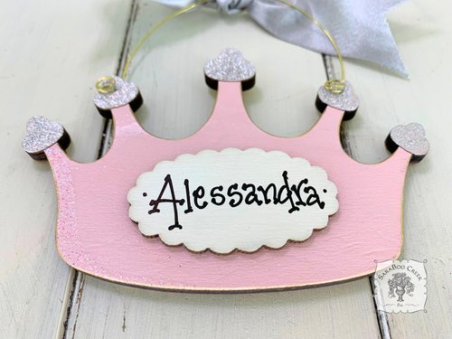 Crown Ornament - Personalized Pink Tiara Princess Gift