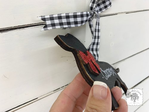 Dachshund Ornament - Personalized Black Silhouette Wiener Dog Ornament