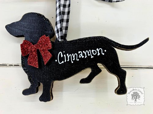 Dachshund Ornament - Personalized Black Silhouette Wiener Dog Ornament