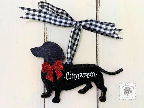 Dachshund Ornament - Personalized Black Silhouette Wiener Dog Ornament