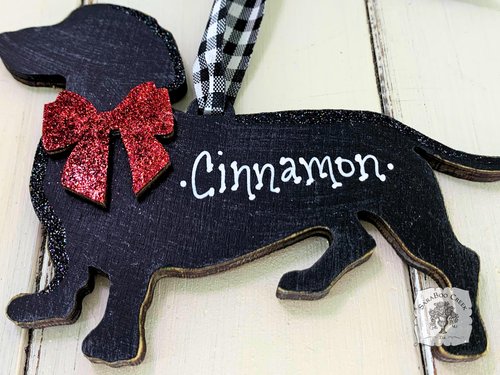 Dachshund Ornament - Personalized Black Silhouette Wiener Dog Ornament