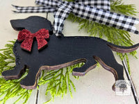 Dachshund Ornament - Personalized Black Silhouette Wiener Dog Ornament