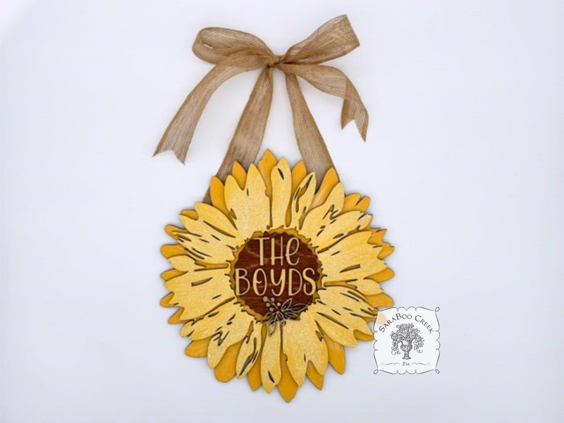 Sunflower Sign with Gold Family Name