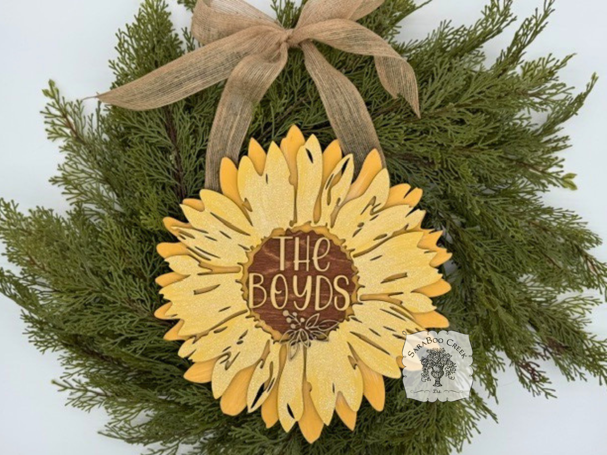 Sunflower Sign with Gold Family Name