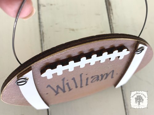 Football Ornament - Personalized Handmade Wood Football Gift