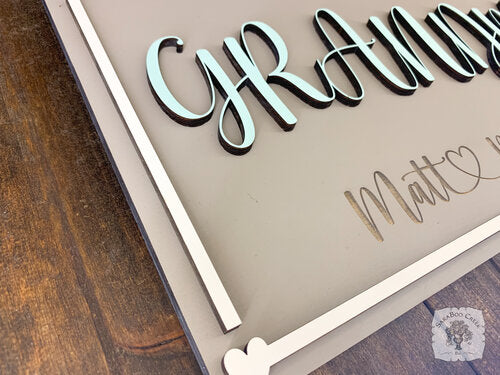 Grandma Sign Customized with Engraved Grandkids Names - Mimi, Gigi, Nana or Custom Name