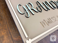 Grandma Sign Customized with Engraved Grandkids Names - Mimi, Gigi, Nana or Custom Name