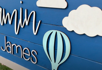 Rectangle Thin Framed Two Name Sign with Hot Air Balloon
