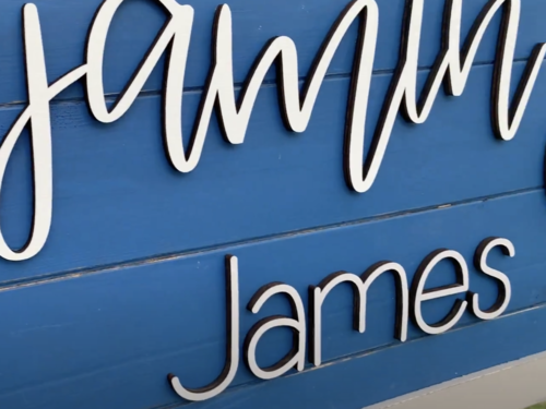 Rectangle Thin Framed Two Name Sign with Hot Air Balloon