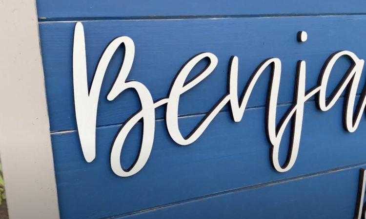 Rectangle Thin Framed Two Name Sign with Hot Air Balloon