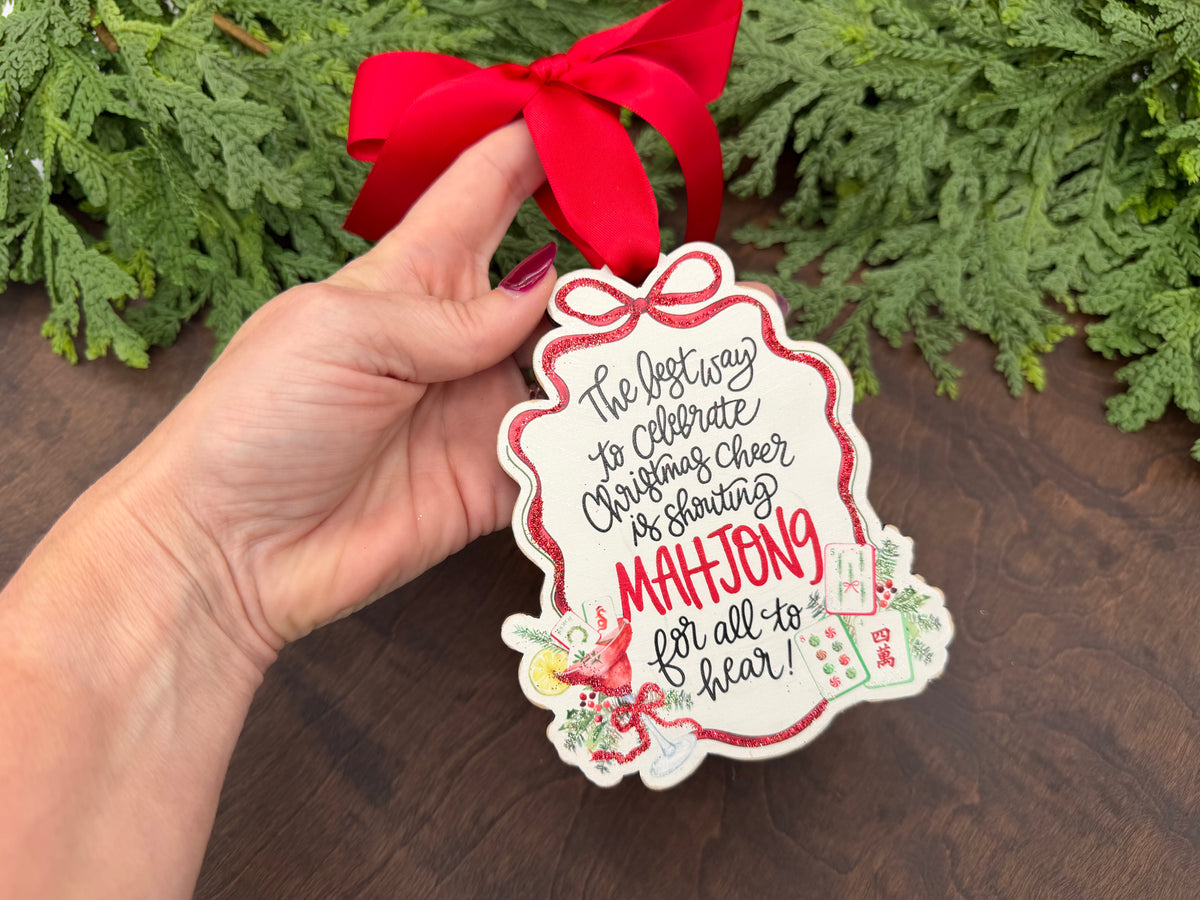 Mahjong 'Christmas Cheer' Wood Christmas Ornament