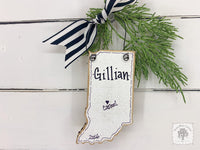 State of Indiana Personalized Ornament