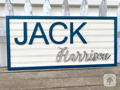 Rectangle Thin Framed Two Name Sign