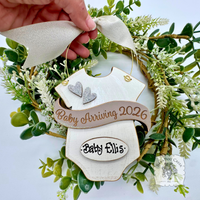 Baby Arriving Due 2025 Ornament - Personalized Expecting Baby Ornament, Baby Announcement or Baby On The Way Gift