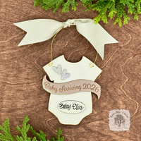 Baby Arriving Due 2025 Ornament - Personalized Expecting Baby Ornament, Baby Announcement or Baby On The Way Gift