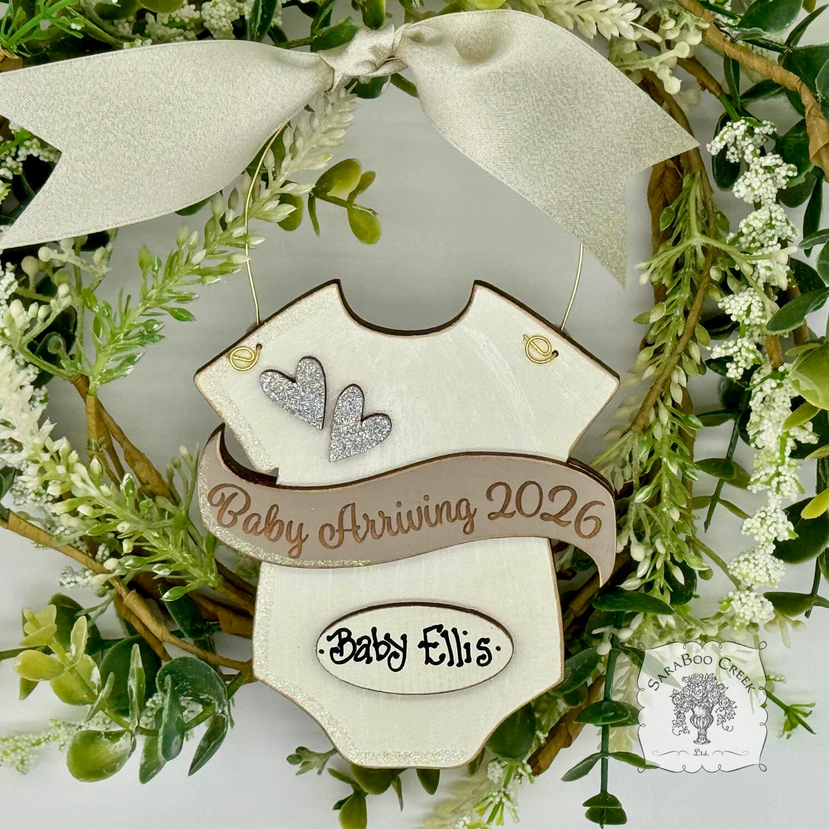 Baby Arriving Due 2025 Ornament - Personalized Expecting Baby Ornament, Baby Announcement or Baby On The Way Gift