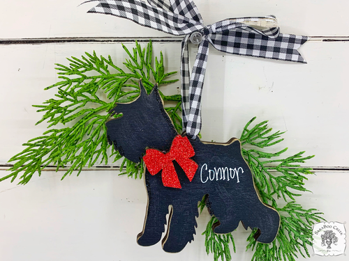 Schnauzer Ornament - Personalized Dog Silhouette Ornament in Black