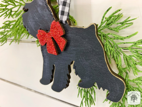Schnauzer Ornament - Personalized Dog Silhouette Ornament in Black