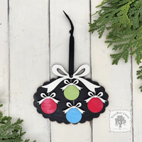 Family, Grandchildren. or Group Personalized Christmas Ornament w/ 2-7 Layered Ball Ornaments topped w/ Wood Bows