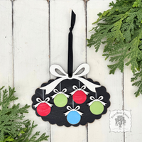 Family, Grandchildren. or Group Personalized Christmas Ornament w/ 2-7 Layered Ball Ornaments topped w/ Wood Bows