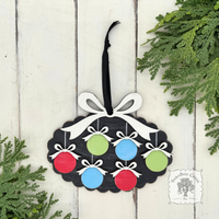 Family, Grandchildren. or Group Personalized Christmas Ornament w/ 2-7 Layered Ball Ornaments topped w/ Wood Bows