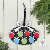 Family, Grandchildren. or Group Personalized Christmas Ornament w/ 2-7 Layered Ball Ornaments topped w/ Wood Bows