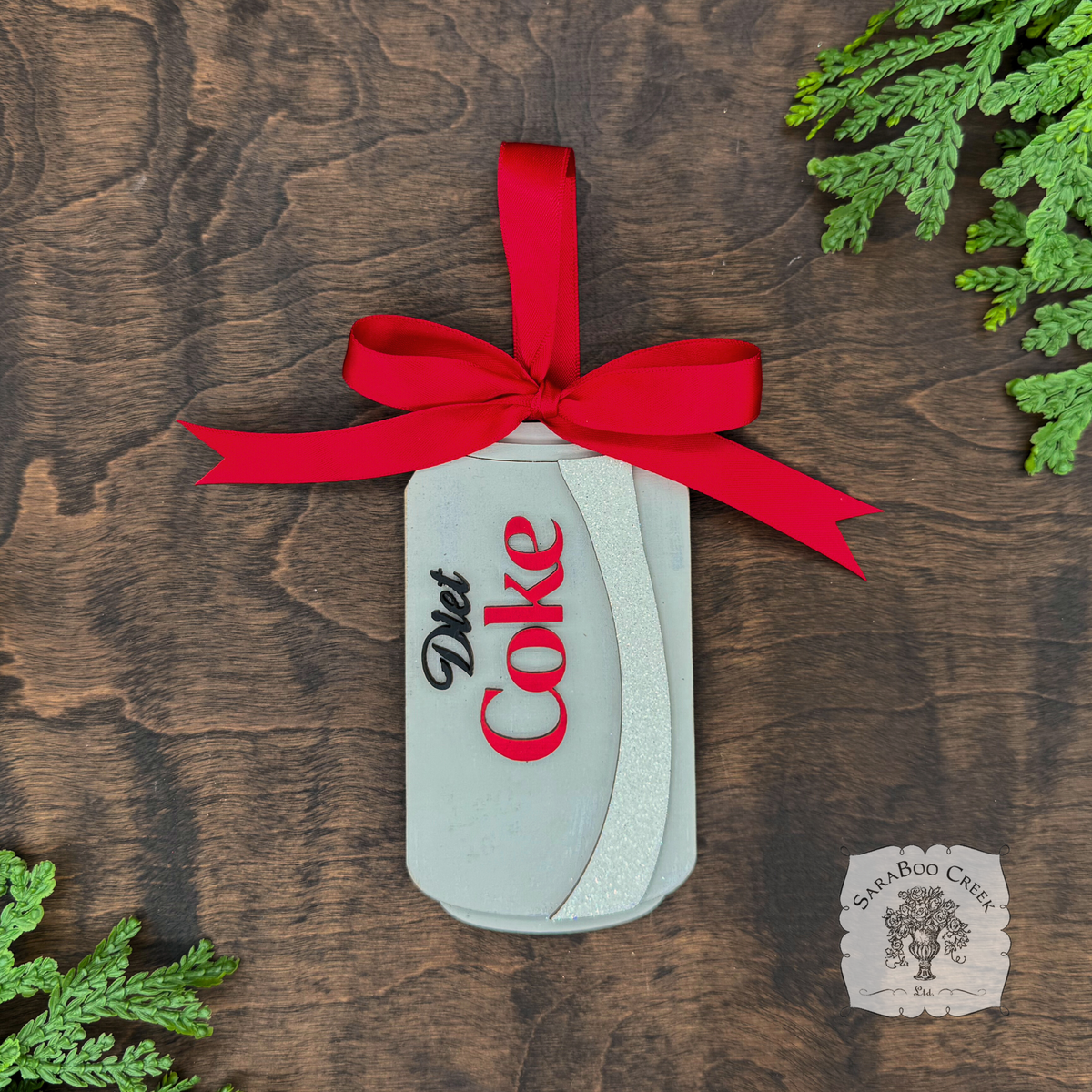 Diet Coke Can Wood Ornament