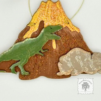 Tyrannosaurus Rex Dinosaur Ornament - Personalized Wood T-Rex Prehistoric Volcano