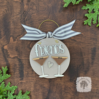 Espresso Martini Ornament w/2 or 3 Cocktails; Choose Girlfriends Friends Sisters or Cheers