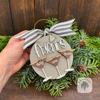 Espresso Martini Ornament w/2 or 3 Cocktails; Choose Girlfriends Friends Sisters or Cheers