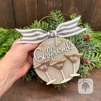 Espresso Martini Ornament w/2 or 3 Cocktails; Choose Girlfriends Friends Sisters or Cheers
