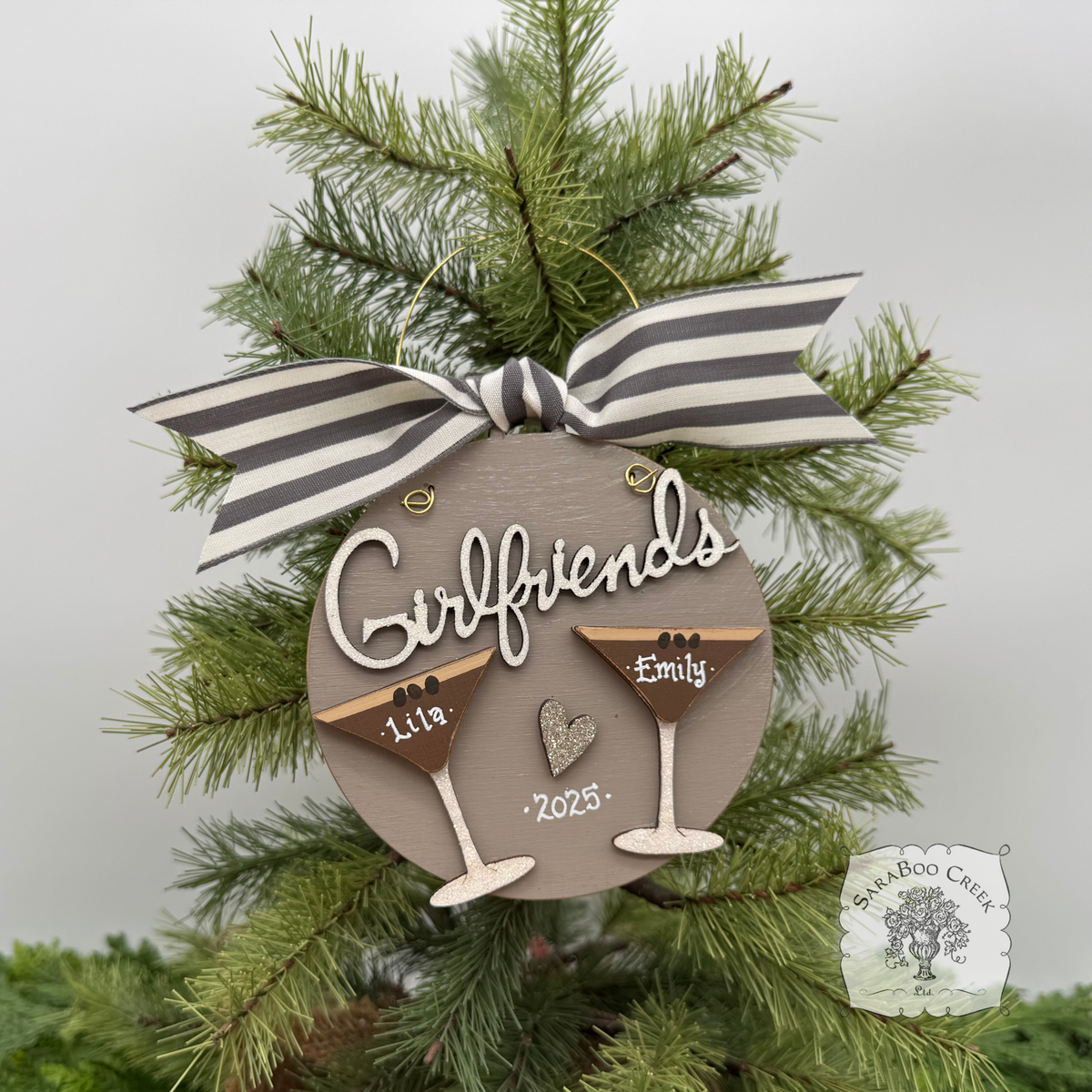 Espresso Martini Ornament w/2 or 3 Cocktails; Choose Girlfriends Friends Sisters or Cheers