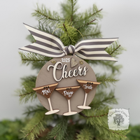 Espresso Martini Ornament w/2 or 3 Cocktails; Choose Girlfriends Friends Sisters or Cheers