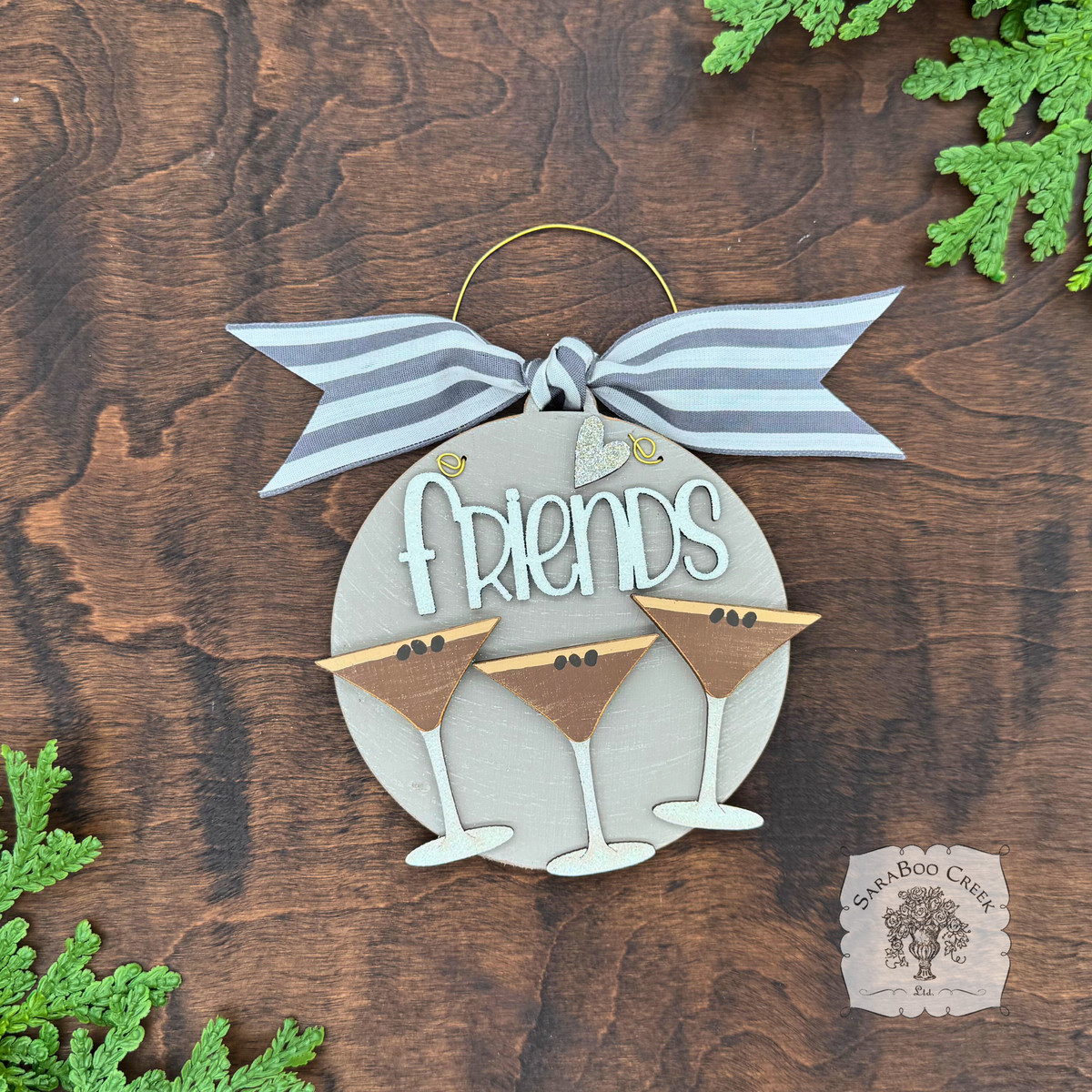 Espresso Martini Ornament w/2 or 3 Cocktails; Choose Girlfriends Friends Sisters or Cheers