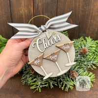 Espresso Martini Ornament w/2 or 3 Cocktails; Choose Girlfriends Friends Sisters or Cheers