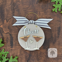 Espresso Martini Ornament w/2 or 3 Cocktails; Choose Girlfriends Friends Sisters or Cheers