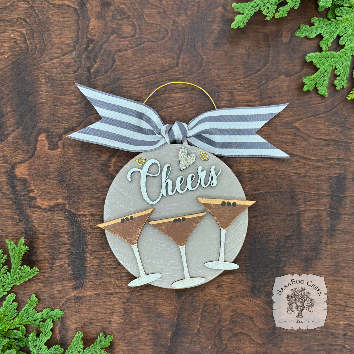 Espresso Martini Ornament w/2 or 3 Cocktails; Choose Girlfriends Friends Sisters or Cheers