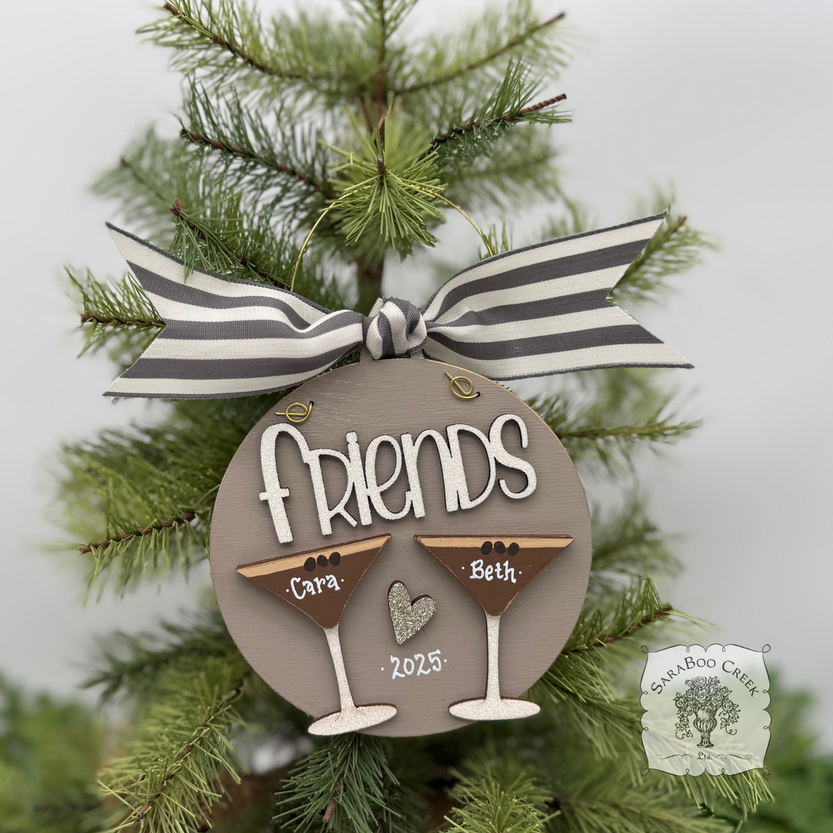 Espresso Martini Ornament w/2 or 3 Cocktails; Choose Girlfriends Friends Sisters or Cheers