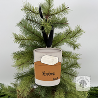 Whiskey Bourbon or Scotch Rocks Glass Ornament; Personalized, Handmade Wood Old Fashioned Cocktail Ornament