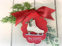 Ice Skating Christmas Ornament - Personalized Figure Skate with Holly Gift