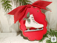 Ice Skating Christmas Ornament - Personalized Figure Skate with Holly Gift