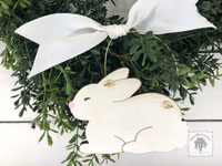 Bunny Ornament - Personalized White Rabbit Ornament for Christmas Tree or Easter Tiered Tray Decor