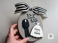 Bride and Groom Wedding Ornament Est 2024 or Est 2025 - Personalized 1st Christmas Married Gift