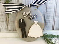 Bride and Groom Wedding Ornament Est 2024 or Est 2025 - Personalized 1st Christmas Married Gift