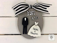 Bride and Groom Wedding Ornament Est 2024 or Est 2025 - Personalized 1st Christmas Married Gift