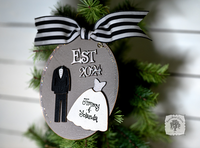 Bride and Groom Wedding Ornament Est 2024 or Est 2025 - Personalized 1st Christmas Married Gift