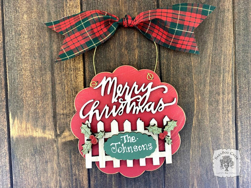 Merry Christmas Ornament w/ Fence