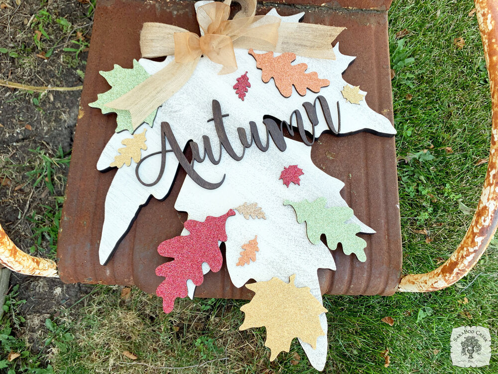 22" Fall Leaf Sign / Door Hanger - Choose It's Fall Y'all or Custom Word or Name