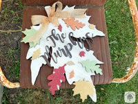 22" Fall Leaf Sign / Door Hanger - Choose It's Fall Y'all or Custom Word or Name